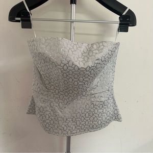 The Limited strapless white and silver top (small)